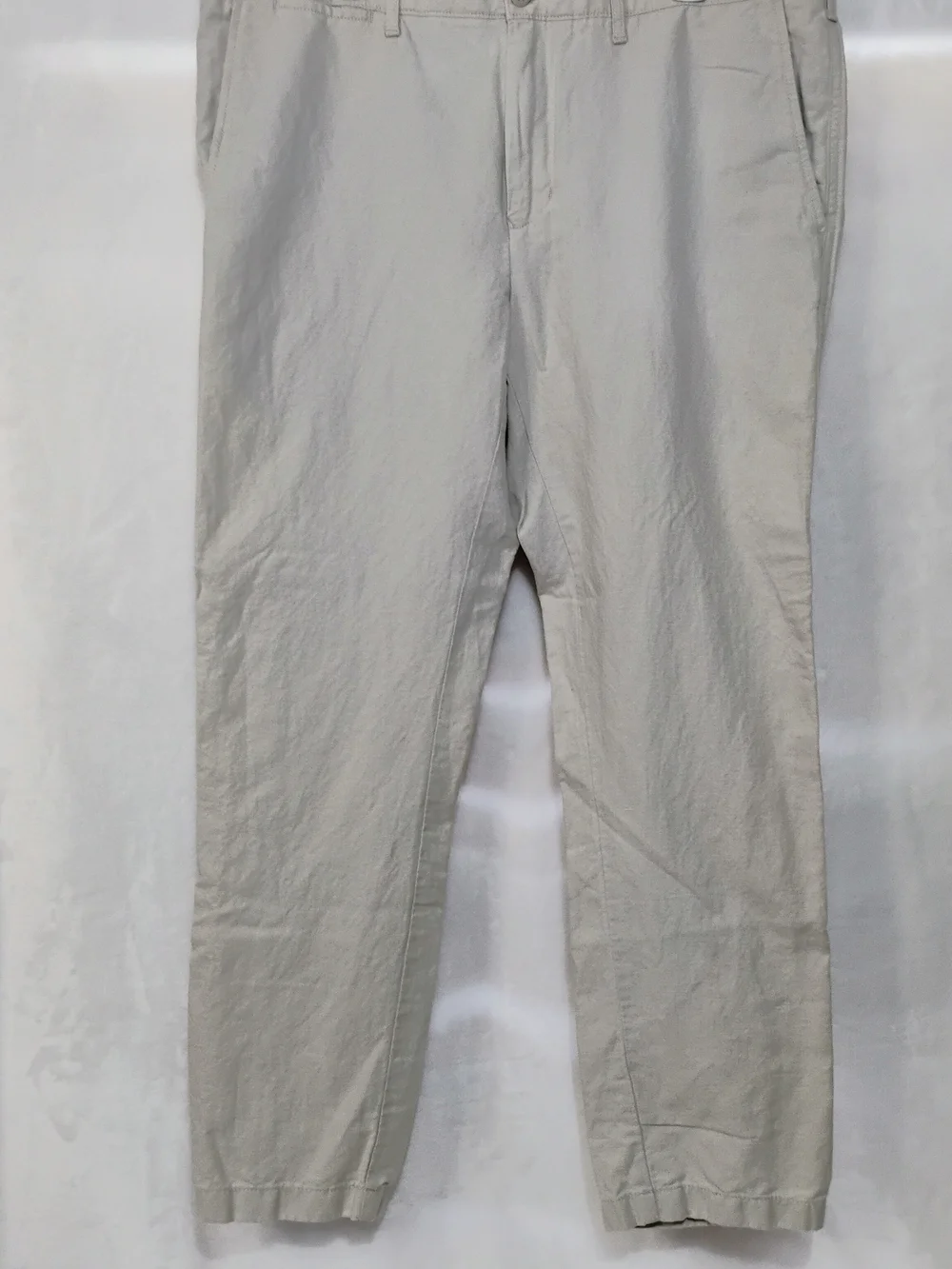 Cremieux Mens 38x30 Cotton Linen Blend Comfort Stretch Beige Pants Flat Front U